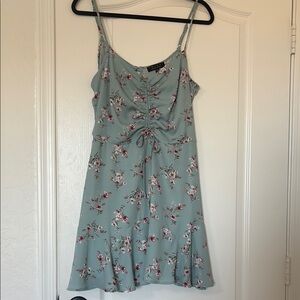 Floral Ruched Front Spaghetti‑Strap Dress
